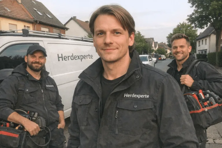 Herdexperte Team in Arbeitskleidung vor einem Firmenwagen in Berlin